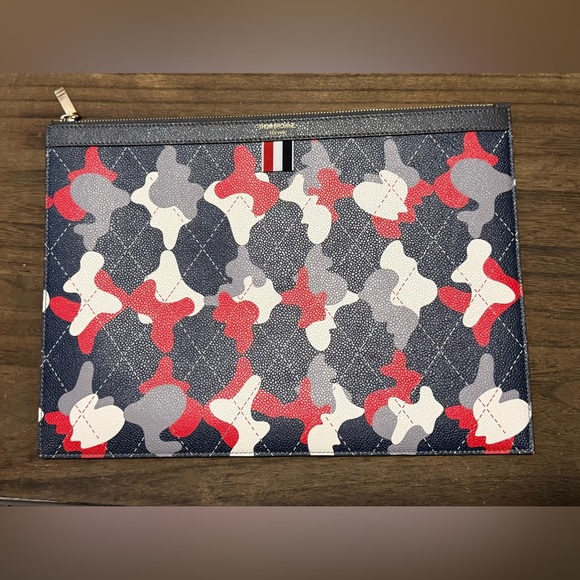 Thom Browne Document Holder in Red Blue and White Camo